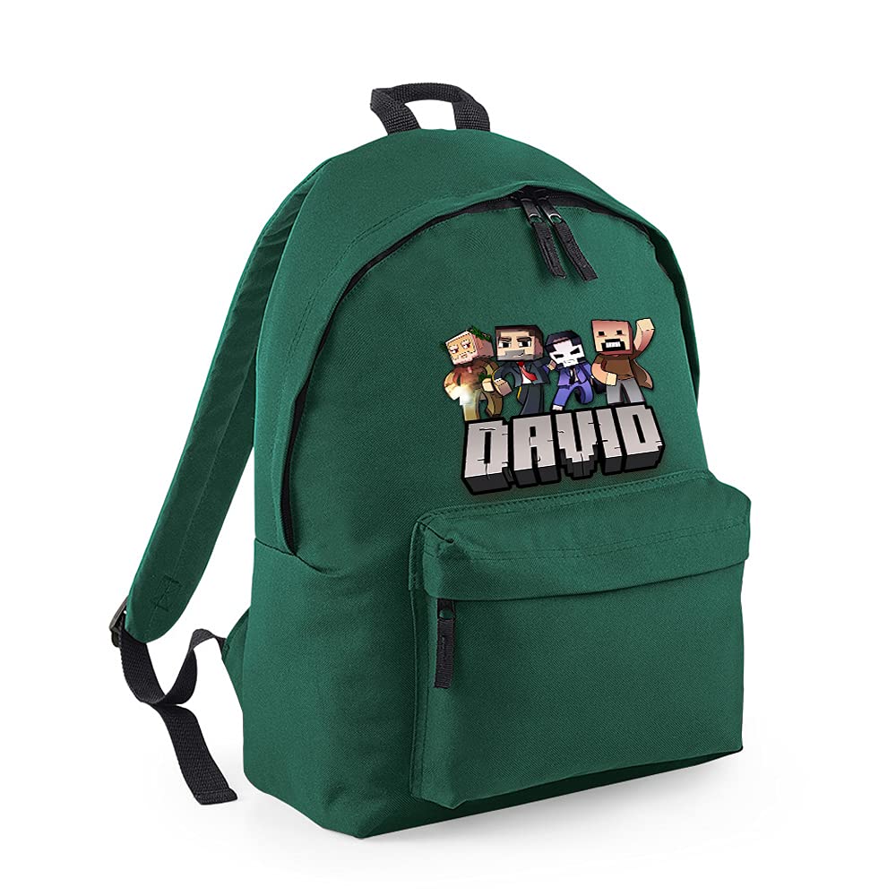 Getagift Boys Bottle Green Personalised Any Name Cool Pixel Art Funny Gaming Enthusiast, Back To School, Fashion Backpack For Nursery/Preschool/Travel, Bookbags For Kids/Teen Fashion Rucksack Shoulder Bag. (Bottle Green)