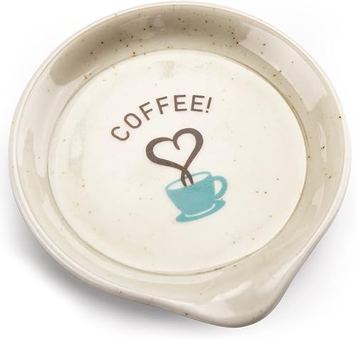 FANGSUN Soporte para cucharas de café, 2 piezas para accesorios de cafetería, soporte de cuchara pequeña de cerámica para decoración de estación de