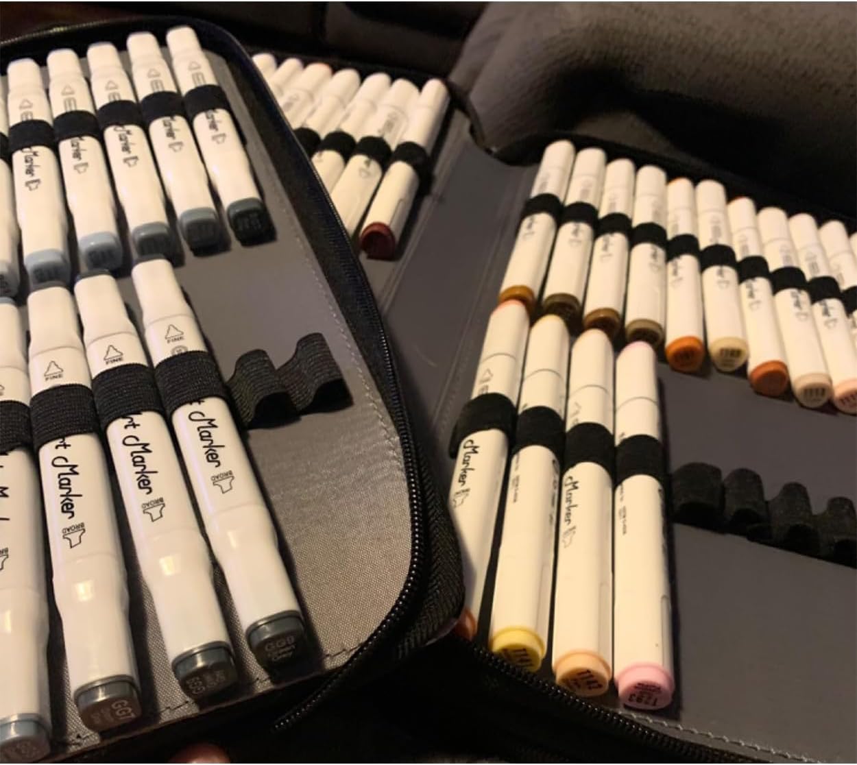New 224 Slots Marker Case Lipstick Organizer-PU Leather Markers Holder Marker Organize for Markers and Sketch Markers (Black, 224 Slots)