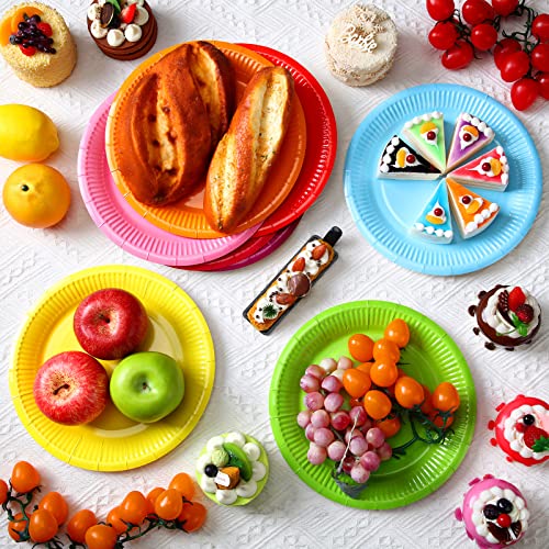 160 Pcs 9" Disposable Paper Plates Party Decorations Colored Paper Plates For Dinner And Dessert Kids Plates For Birthday Easter Baptism Baby Shower Colorful Party Supplies Pack (Multicolor) #TOP5