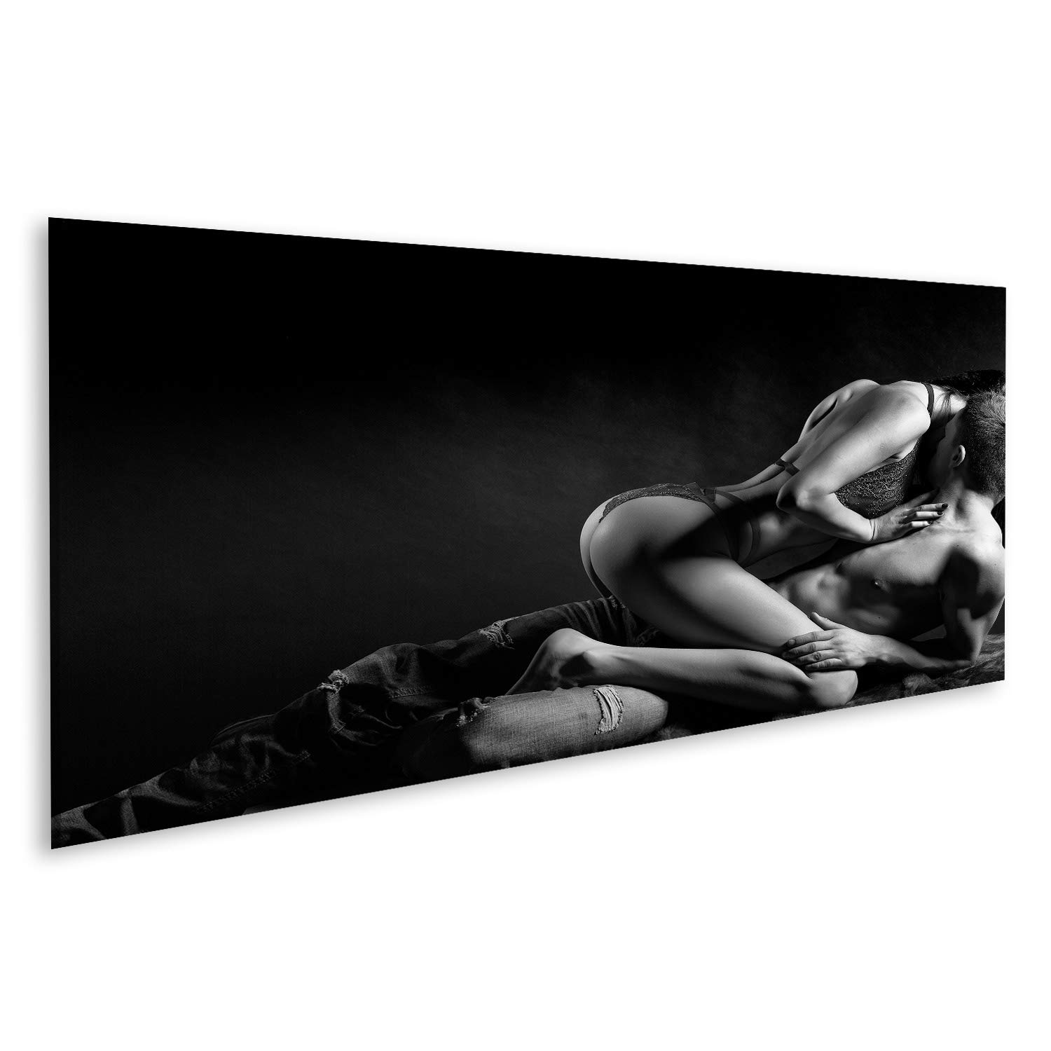 islandburner Quadro su tela Sexy giovane coppia svestita Sensuale donna etero corpo rosso pizzo erotico lingerie seduto sopra l'uomo muscoloso sexy giovane Stampe Arte Poster Murale