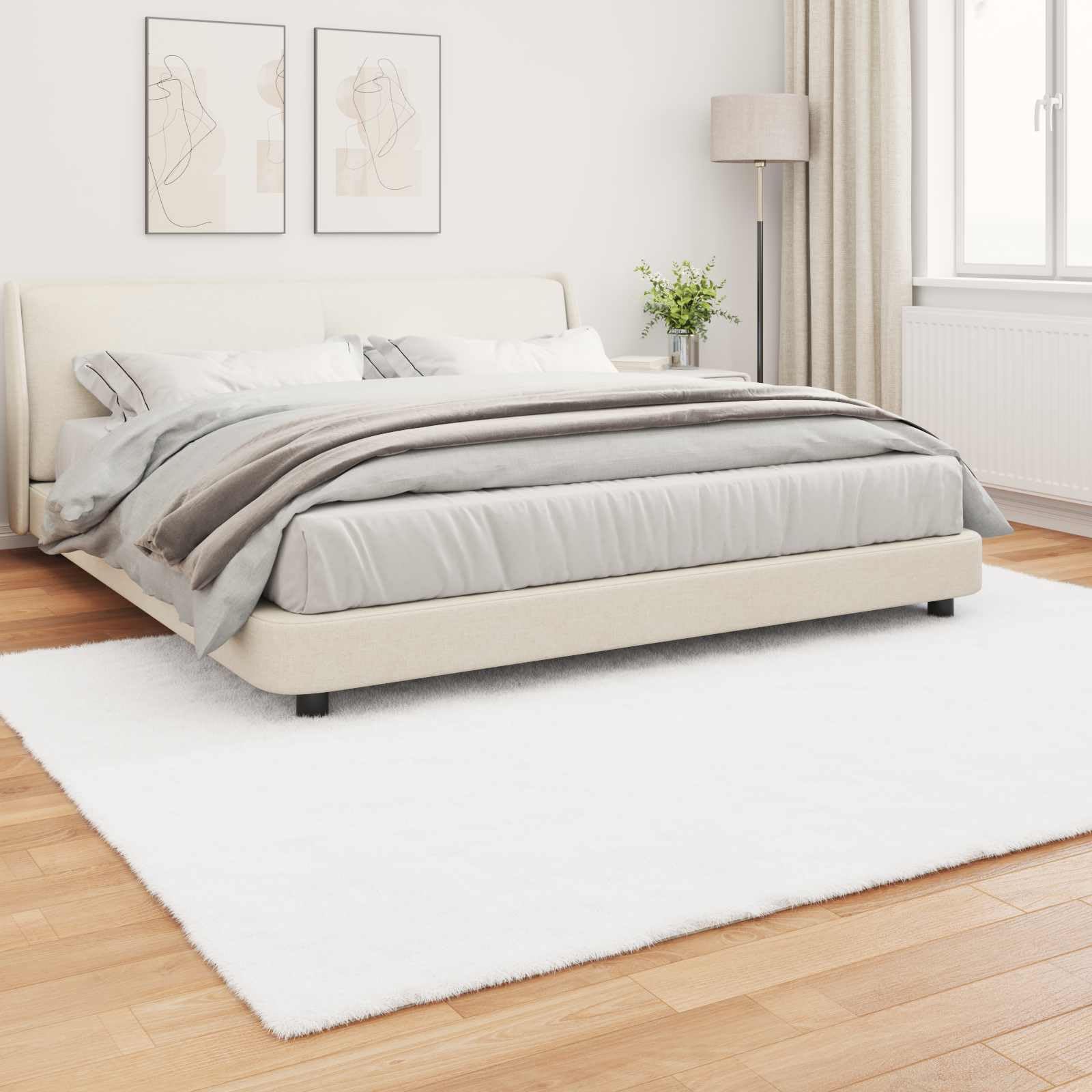 Tappeto in Pelliccia Sintetica 240x340 cm Antiscivolo Bianco