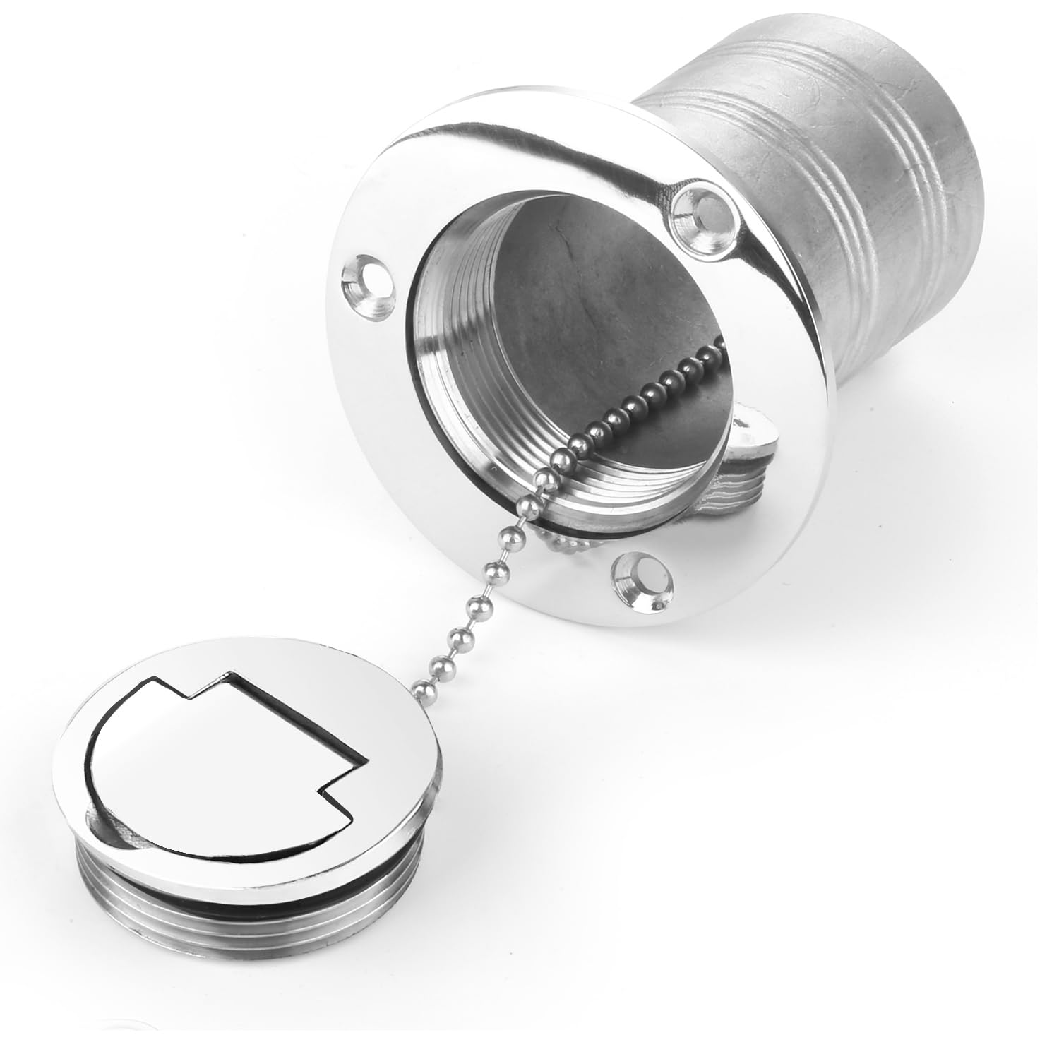 Atibin Steel Hardware Fuel Filler Deck Marine Steel Gas Cap Boat Diesel Stainless Fuel Deck Cap SUS316 1-1/2''