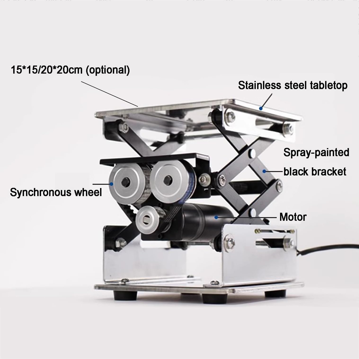 Plataforma de elevación eléctrica de acero inoxidable de 20 x 20 cm, con control remoto para cargas pesadas, ideal para laboratorio y Worhop Equint y eficiente.