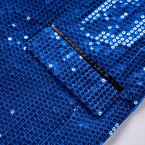 Men's Shiny Sequins Blazer One Button Tuxedo Suit Jacket Party Wedding Prom4