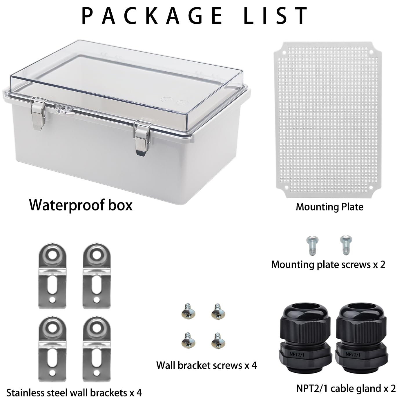 Outdoor Waterproof Electrical Box Junction Box Weatherproof IP67 ABS Plastic Enclosure Switch Router Project Box Electronics Enclosure with Mounting Plate Wall Bracket Clear 11.4"x7.5"x5.5"