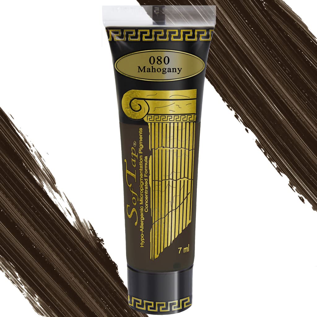 SofTap PMU Pigment Mahogany Dark Brown Microblading Ink Permanent Makeup Color Carbon Free Inorganic Formula Machine and Hand Method for Brows Eyeliner and Scalp