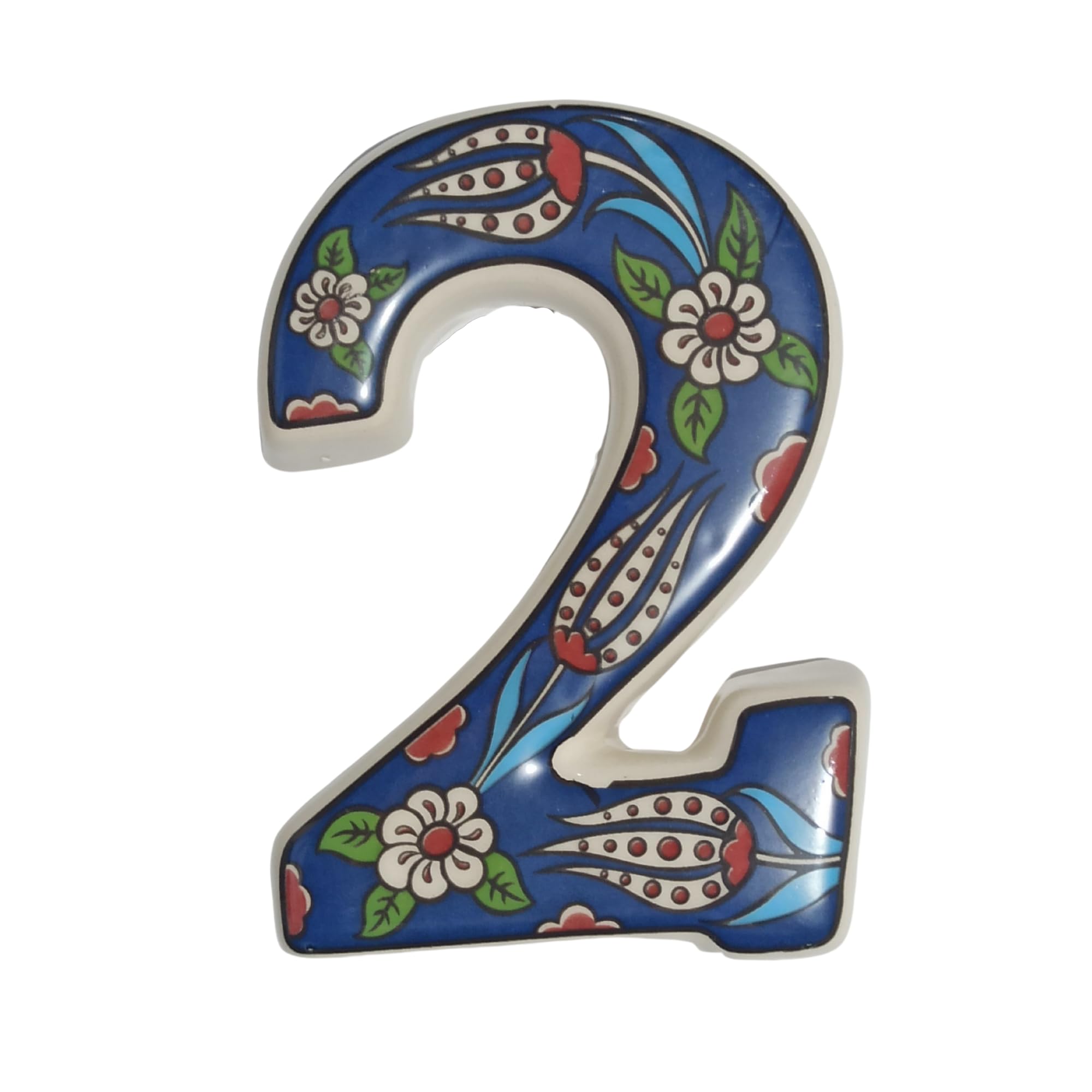 Ceramic house numbers with tulip design and several colors (Navy Blue, 2)