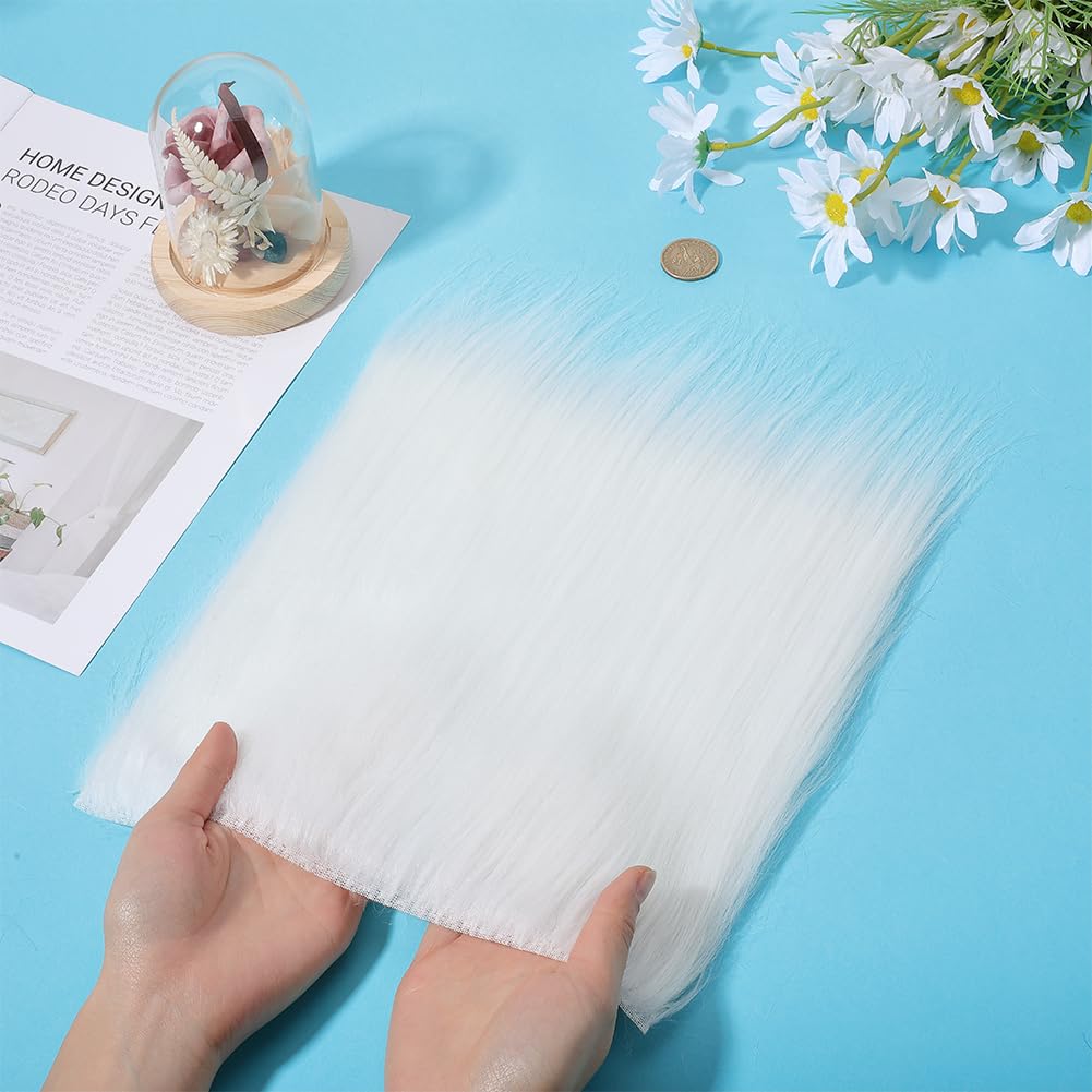 GORGECRAFT 6PCS 25x25cm White Faux Fur Fabric Precut Fluffy Fur Square Patches Shaggy Craft Plush Rug Cloth for DIY Sewing Crafts Pillows Cushion Pad Chair Cover Christmas Gnomes Home Background Decor - Image 3