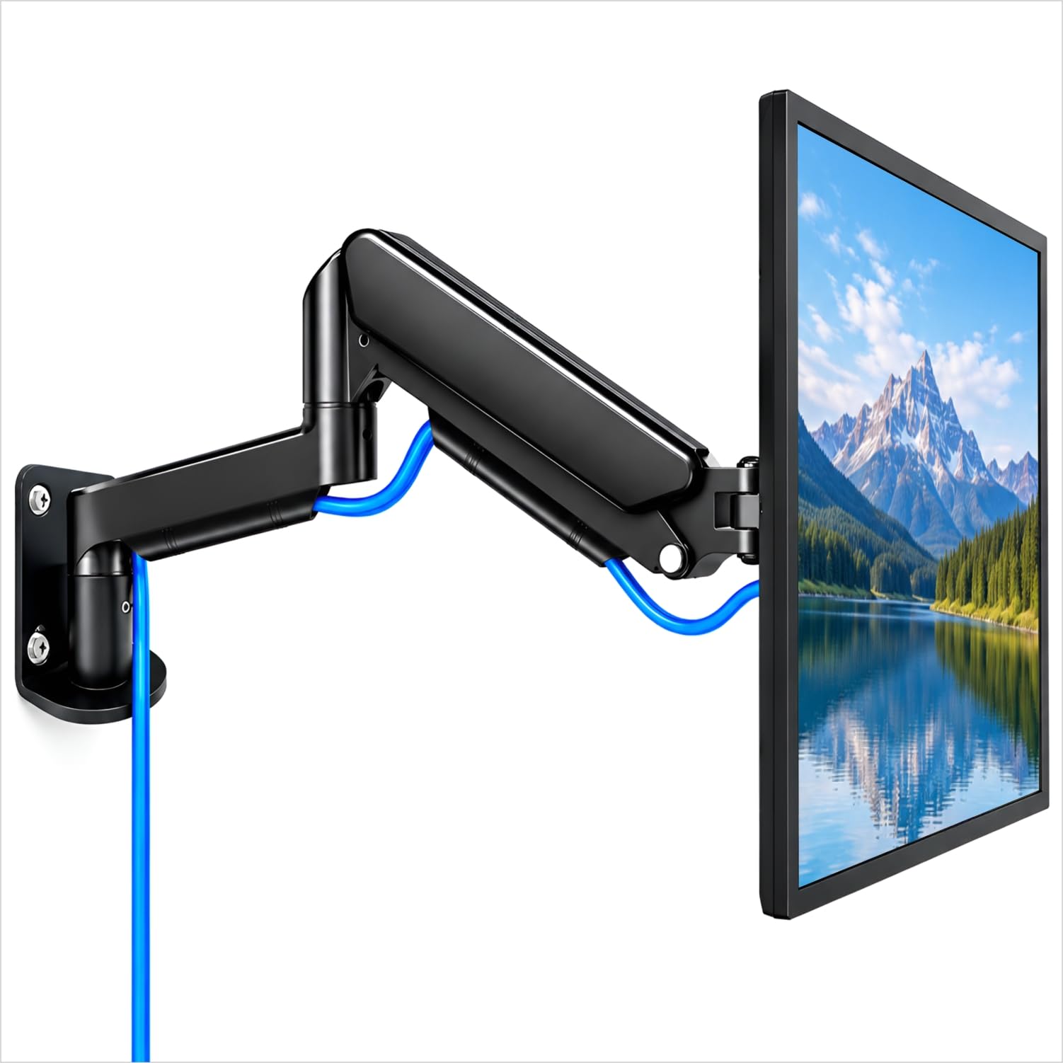 Dyazo Dual Monitor Stand for Desk | Full Motion Adjustable Arms with Height Adjustment, Tilt & Swivel | Supports 13-32 Inch Screens | VESA 75/100 Compatible with C-Clamp & Grommet Mount Base (Black) — Amazon image 13