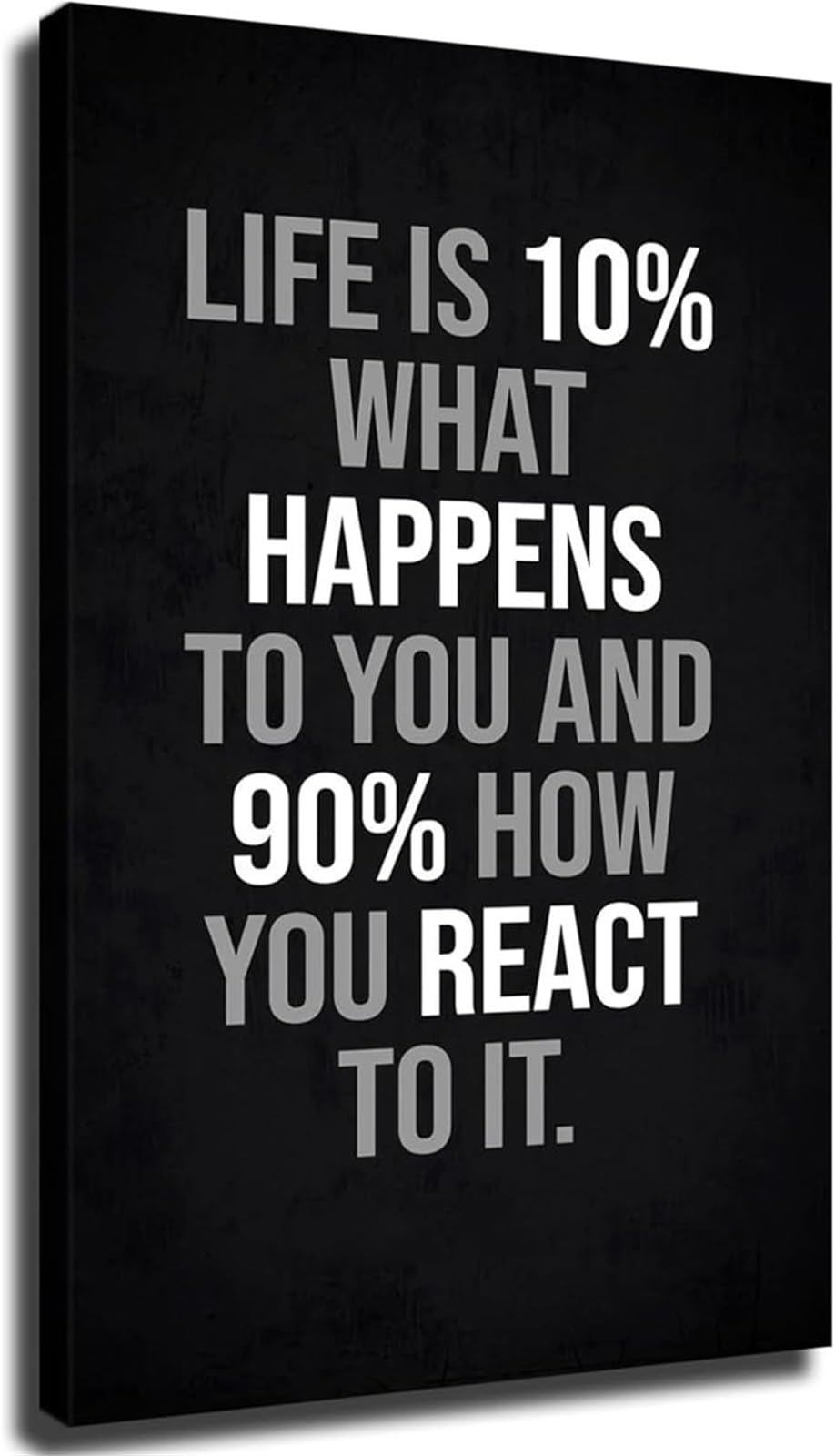 FNYUVNFAF Motivational Poster Life is 10 Percent What Happens Quote for Inspirational Office Decor Framed,12x18inch(30x45cm)