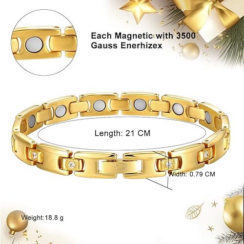 Miniatura 3 de JEROOT Pulseras magnéticas de titanio para mujer, pulseras de titanio 100% puro, amigables con la piel, pulseras ultraligeras y ajustables para