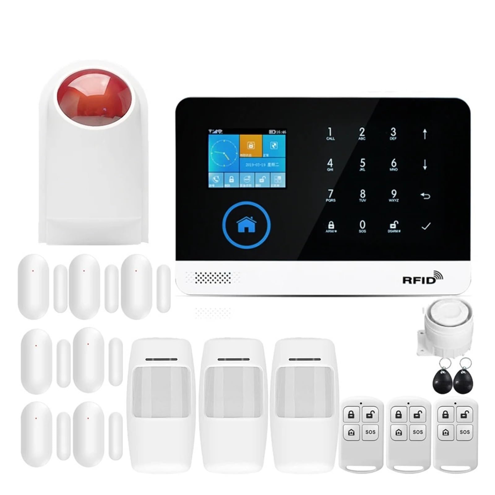 Tuya APP Wifi 4G Wireless Home Burglar Security Alarm System Integrated With Flashing Siren Remote Monitoring(Set I)