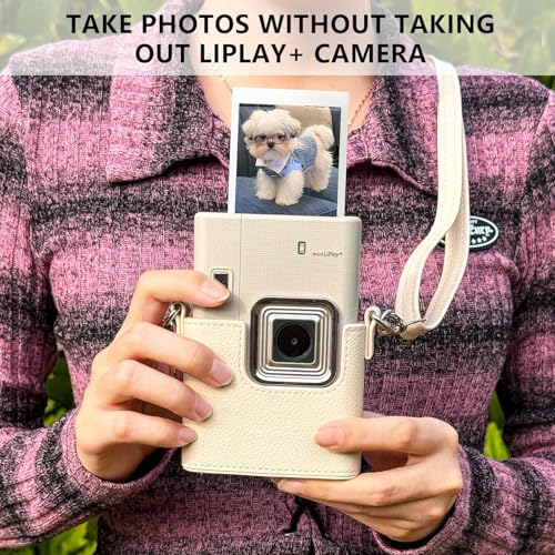 Image of Mini Liplay+ Camera Case for Fuji Instant Mini LiPlay+ Hybrid Instant Camera, Liplay+ Camera Protective Case with Premium PU Leather and Adjustable Strap (No Camera) - Sand Beige