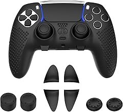 Anti-Slip Cover for PS5 DualSense Edge Controller, Accessories for PS5 DualSense Including Cover for DualSense Edge, Thumb Caps, Triggers Extenders, and Touchpad Sticker
