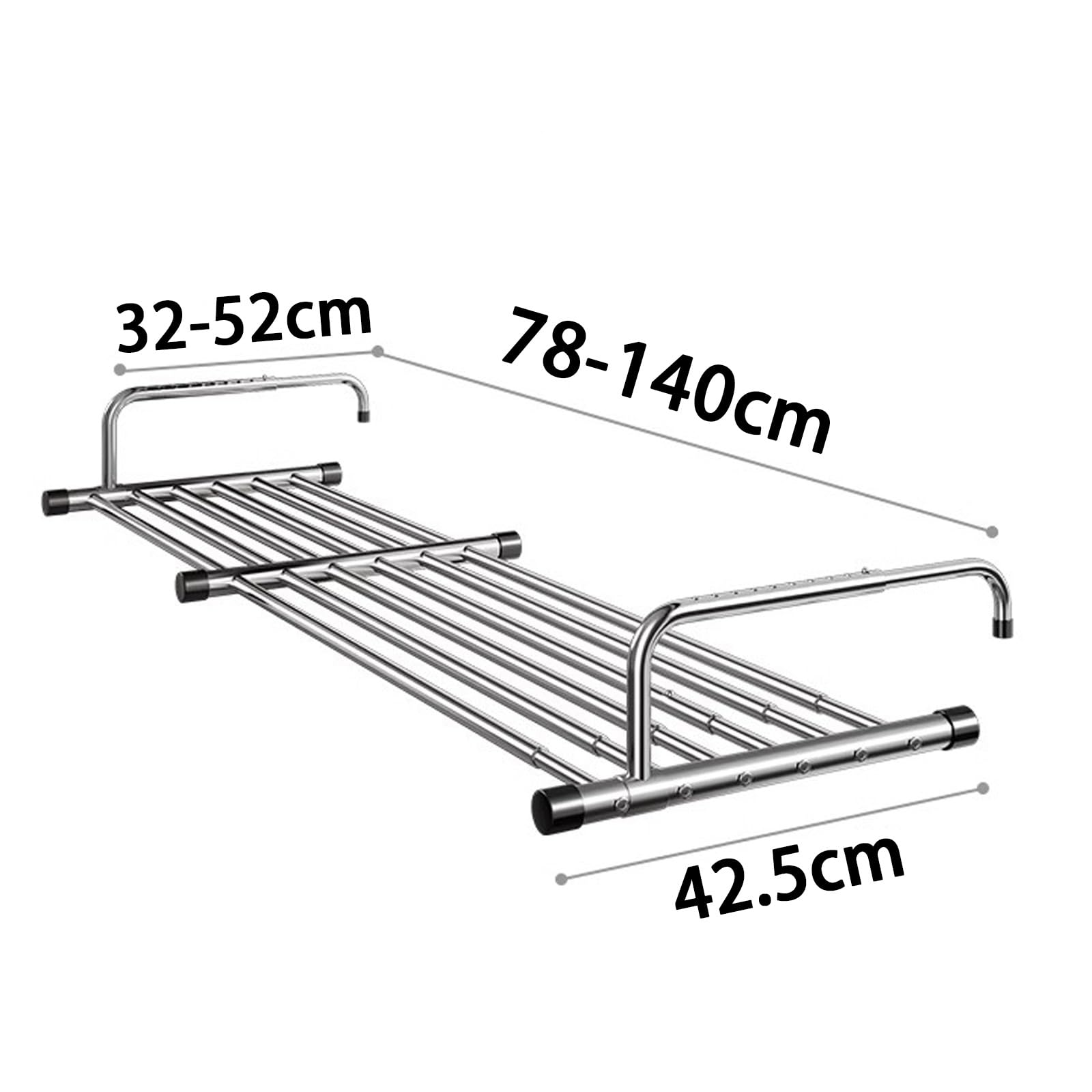 Dieser verstellbare Wäscheständer aus Edelstahl für den Innenbereich eignet Sich für die Verwendung an Heizkörpern, Balkonen und Fensterbänken. Dank seines faltbaren Designs spart er effekti