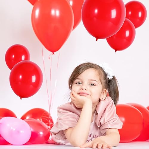 Miniatura 4 de Garma Globos rojos de 12 pulgadas, paquete de 100 globos de látex para arco de globos como día de San Valentín, Navidad, cumpleaños, graduación,