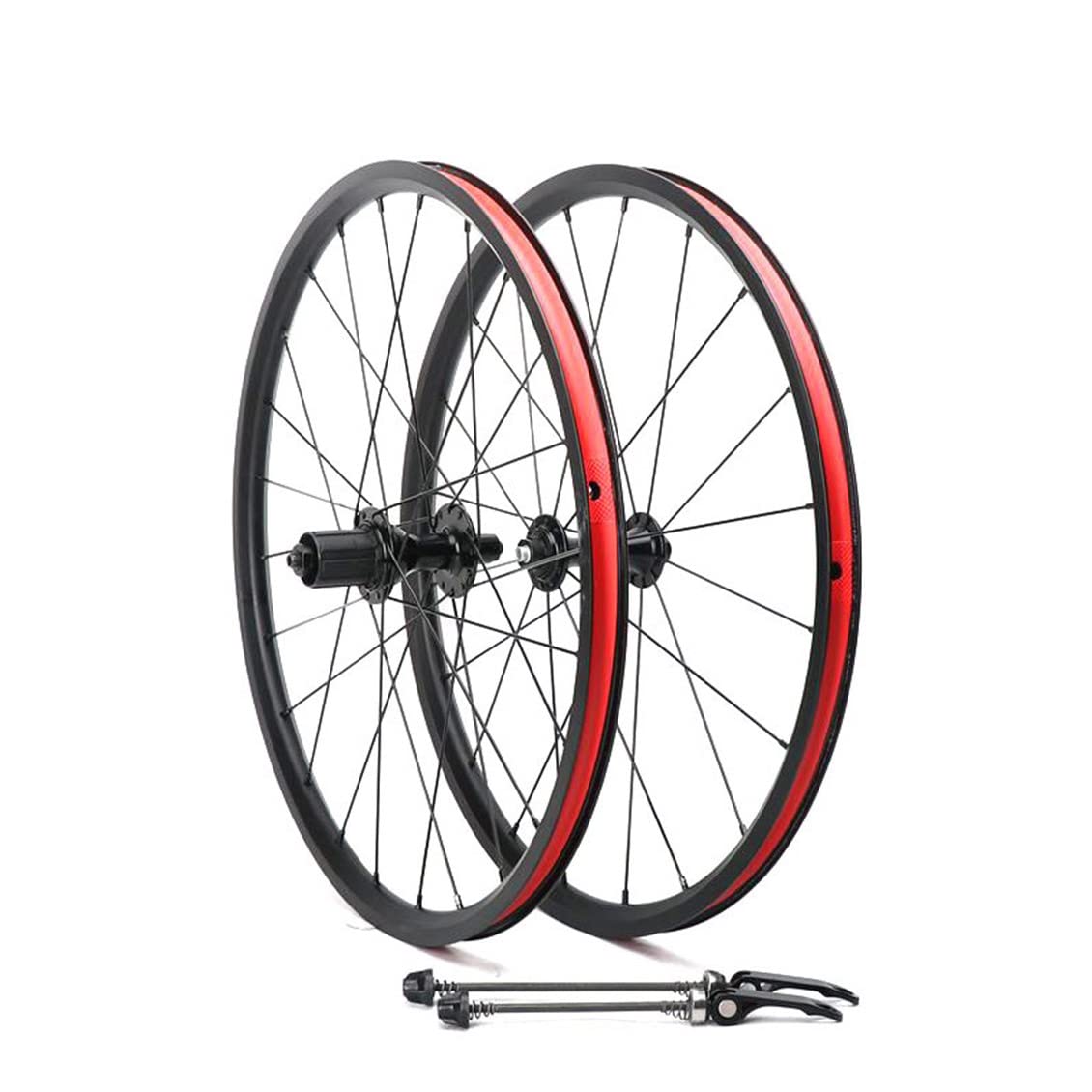 LAVSENA Folding Bike Wheelset 451 V Brake BMX Wheelset Aluminum Alloy Rims  Quick Release Hub 100/130mm Front Rear Wheels For 10 Speed Cassette