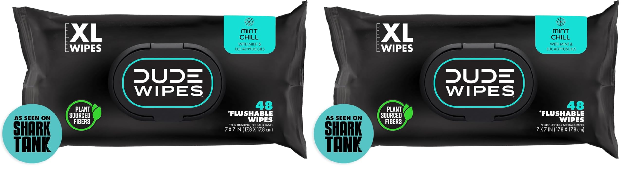 DUDE Wipes, 48 Wipes, 2 Pack | Flushable | Mint Chill | Extra-Large | Eucalyptus & Tea Tree Oil