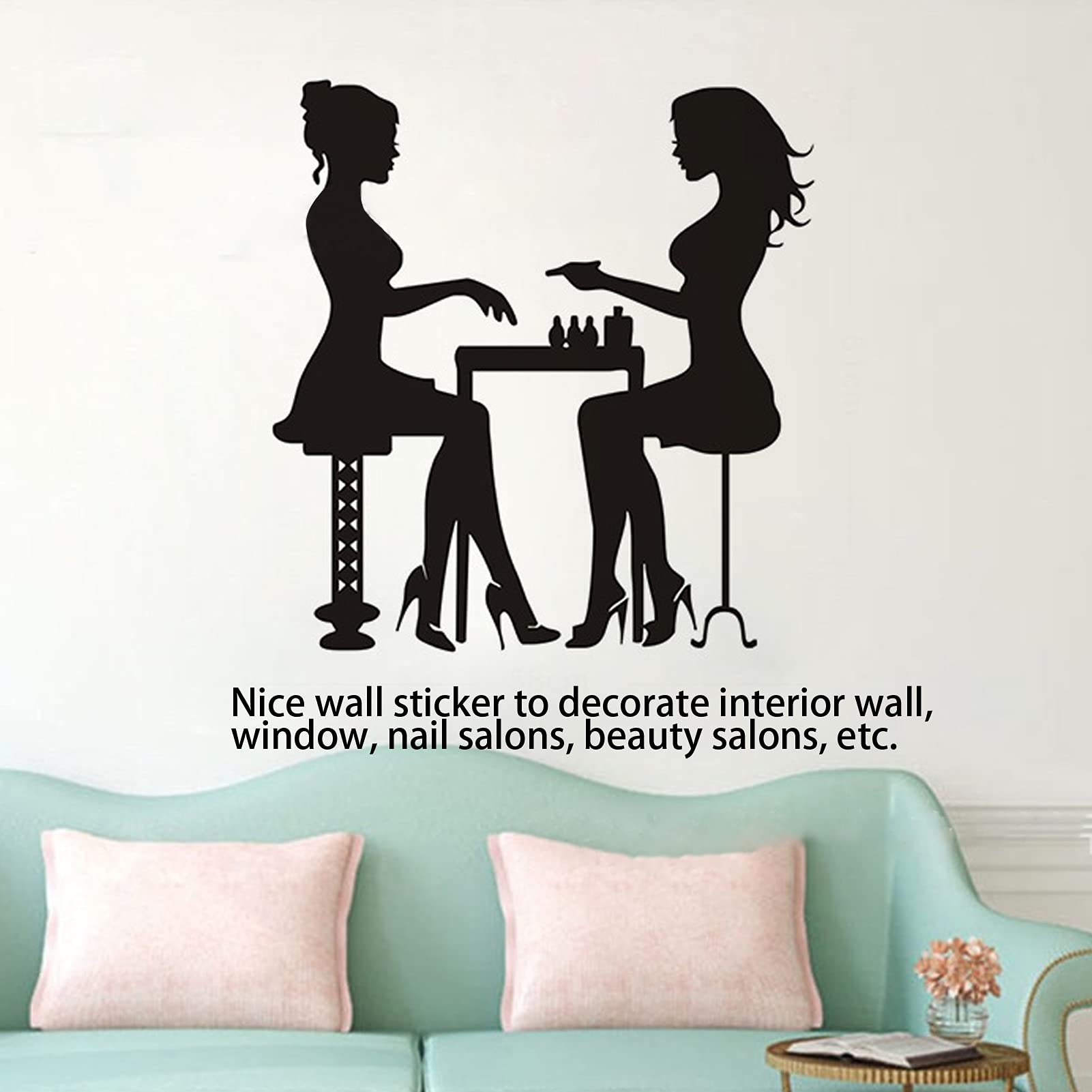 Adesivo per finestra per nail art, adesivo da parete impermeabile per salone di bellezza in vinile in PVC per finestra da parete interna per saloni di bellezza per saloni di bellezza(l)