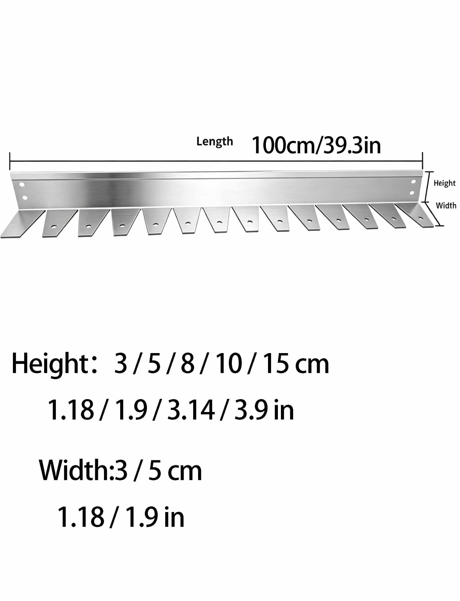 Bordure De Jardin Flexible 1 M ; Acier Inoxydable Résistant À La Rouille; Facile Façonner(Black,W3xh15cm/1.2x5.9in)