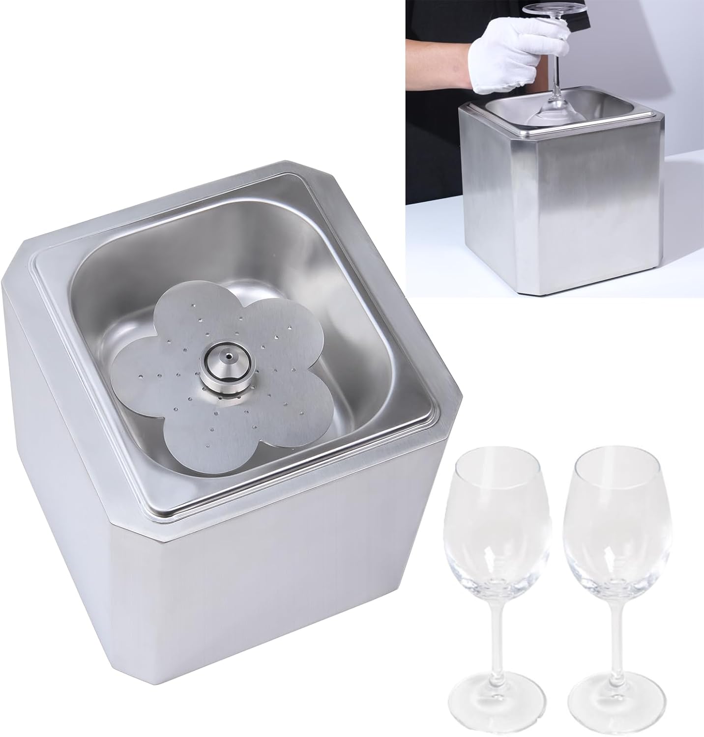 Professional Glass Froster Chiller with neon lights for wine cup,6-second frosting Ideal for cocktail glass, bars and restaurants 120-240V,26W