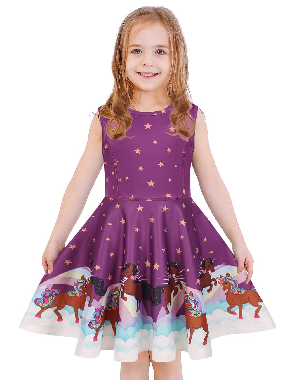 LaBeca Girls Dress Sleeveless Long Sleeve Kids Toddler Little Big Girl Unicorn Mermaid Casual Dresses