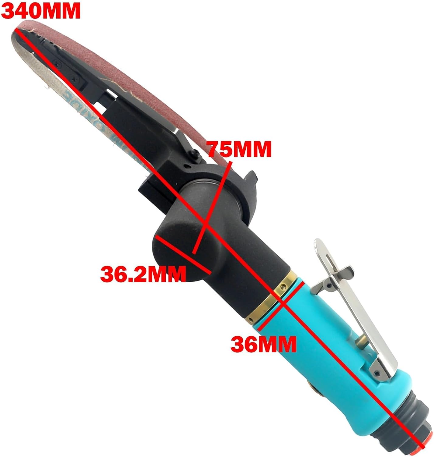 Air Belt Sander Pneumatic Sanding Belt Grinder Machine with 1/4 Inch Air Inlet 16500rpm Speed for Welding Parts Grinding Polishing Rust Removal