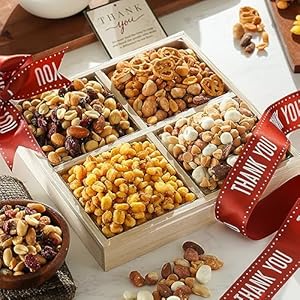 Broadway Basketeers Thank You Nuts Gift Basket Gourmet Nut Box Assortment for Men And Women Business and Corporate, Healthy Gift Tray for Appreciation
