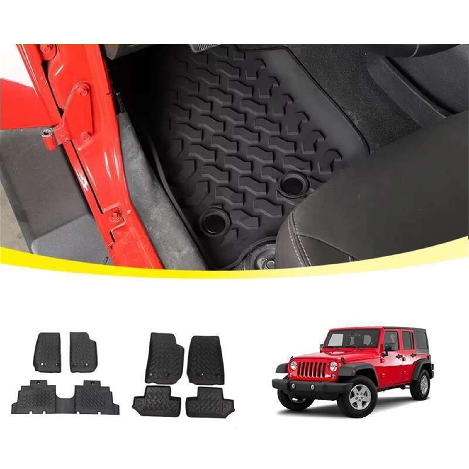 Do Wrangler JK 2007-2017 2/4 drzwi maty pojazdu
