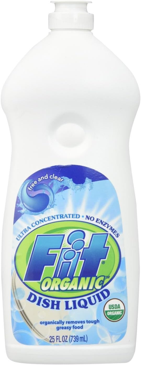Fit Organic Hand Dishwashing Detergent, Free and Clear, 25 Ounce