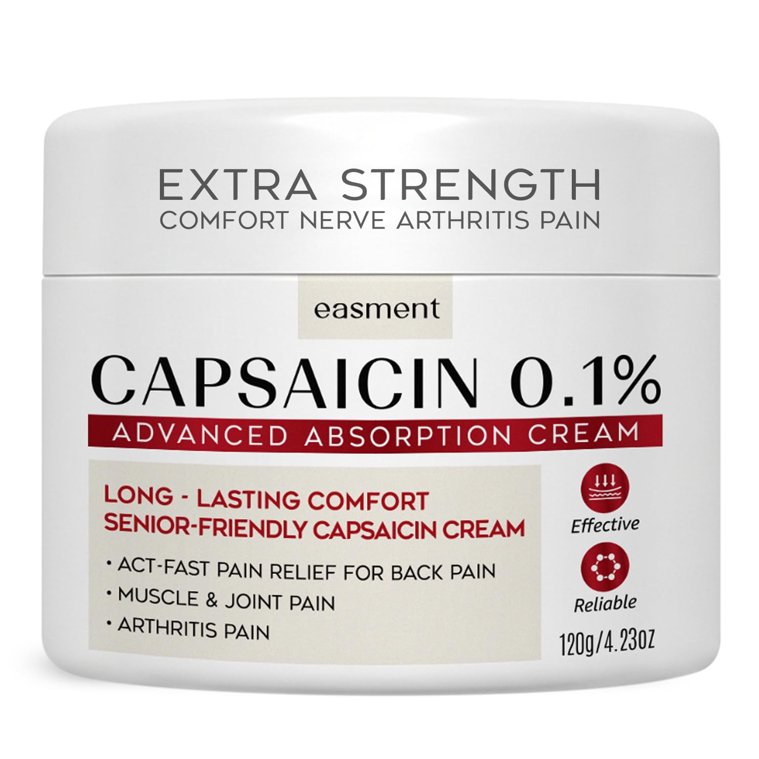 Easment Capsaicin Pain Relief Cream – Topical Arthritis & Muscle Pain Relief for Joint, Nerve & Back Pain – Medicated Pain Cream with Capsaicin 0.1% –
