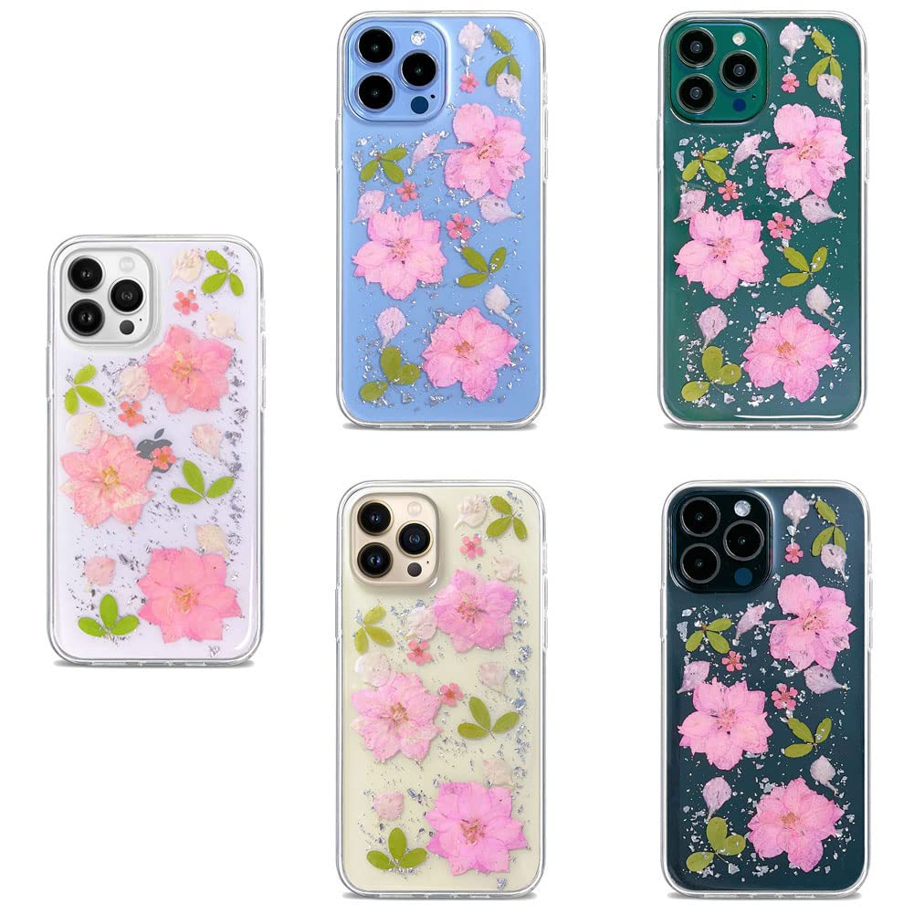 Custodia Abbery Per IPhone 13 Pro Max Con Veri Fiori Secchi E Glitter - Trasparente - 2