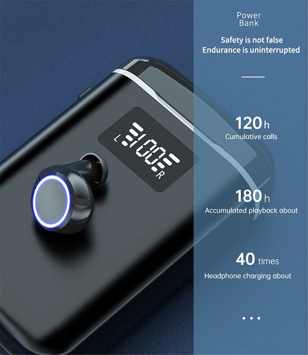 True Wireless Earbuds, Bluetooth 5.1 Auriculares Inalámbricos En La Oreja 3D Stereo Deep Bass IPX7 Auriculares Impermeables con Control Táctil para Deportes, con Estuche De Carga De 4000Mah