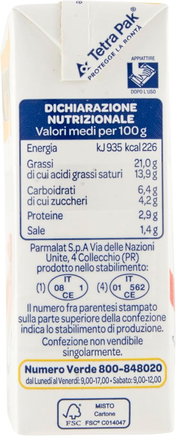 4 x Parmalat Chef Panna al Salmone – Crema con salmón – Crema de cocina ideal para condimentar primeros platos de todo tipo, paquete con 2 x 125 ml + llavero Beni Culinari gratis