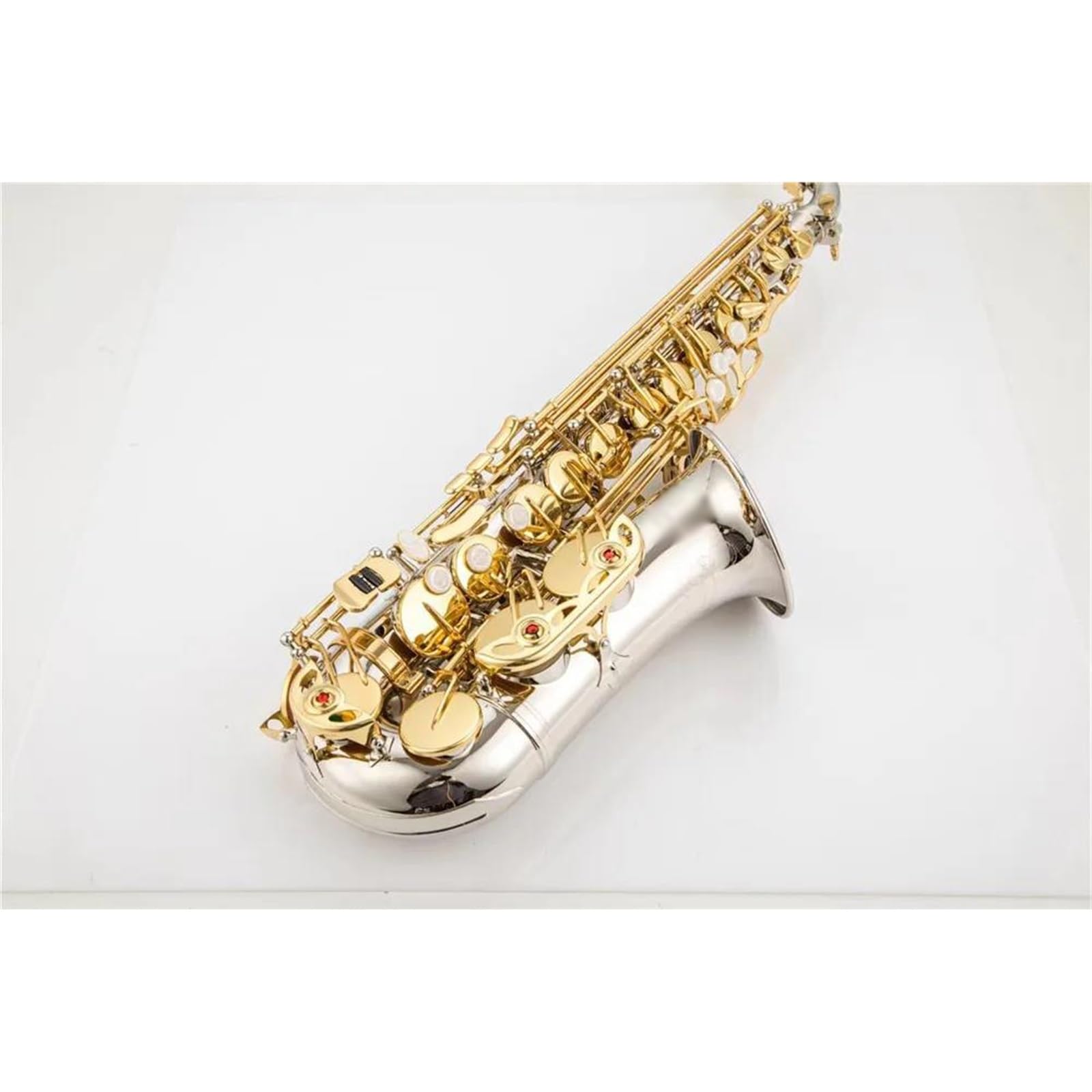 Saksofon Saksofon Altowy Eb Tone Posrebrzany Złoty Klucz Saksofon Profesjonalny Instrument Muzyczny Z Ustnikiem W Obudowie (Color : High-end bag)