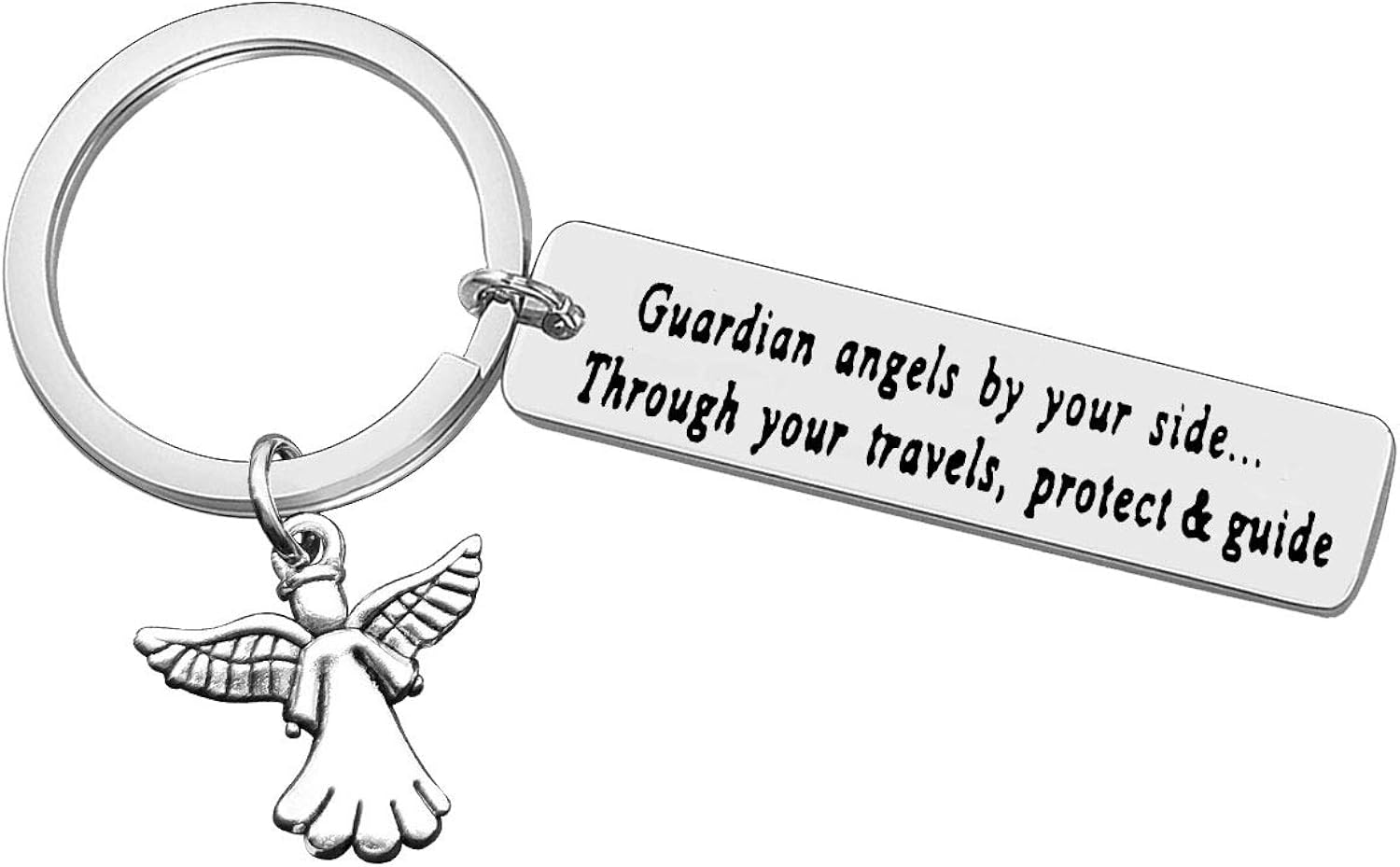 Ciyumu Travel Keychain Inspirational Gift for Traveller Gift Travels Protect and Guide Traveller Keychain Travelling Gift Traveler Prayer Keychain Travel Safe Keychain Travel Gift Traveller Jewelry