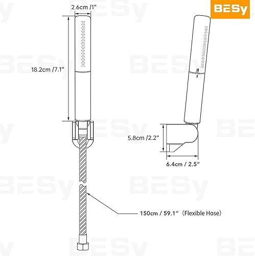 Miniatura 7 de BESy Juego de cabezal de ducha de mano 2 en 1 de latón de alta presión de 7 pulgadas, varita de ducha de mano de alto flujo con manguera de 59