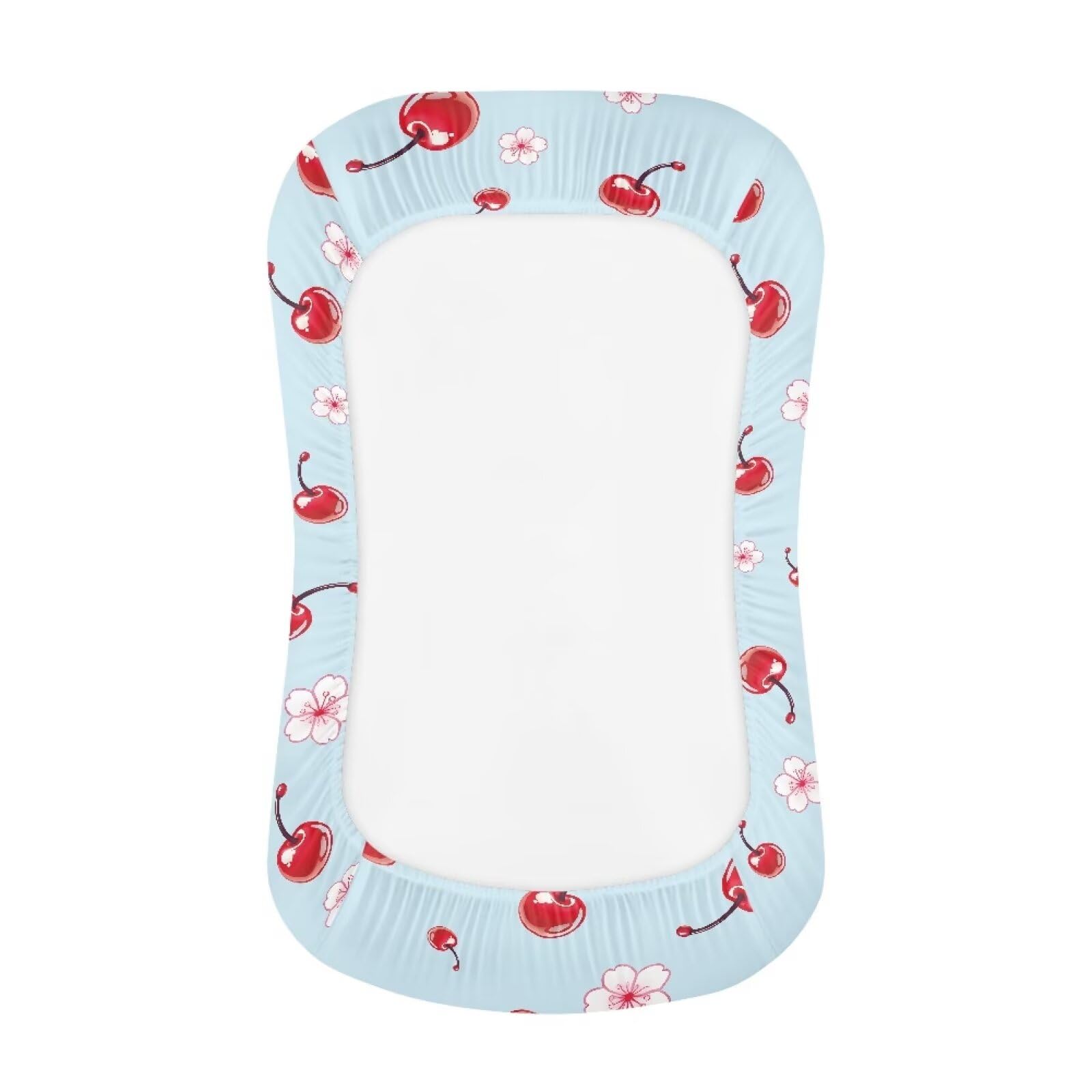 ZDCUSTOM Stretchy Baby Fitted Bassinet Sheet Cherry Print Soft Breathable Baby Bassinet Sheet Universal Fit Oval Rectangle Hourglass Mattress Pad