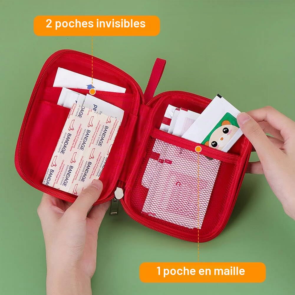 EQLEF Mini Trousse de Secours Vide, Sac de Rangement médical Portable Trousse de Premiers Soins imperméable à l'eau, Peut être utilisé dans Le Bureau de Voiture, l'école ou à l'extérieur (Vert)