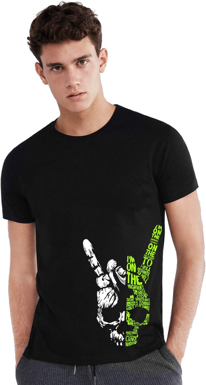 WTFUNKHighway to Hell Premium Cotton Regular Fit Black T-Shirt