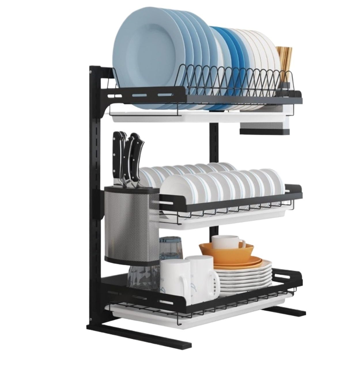 Escurreplatos Escurridor De Platos con Soporte para Utensilios Organización Cocina