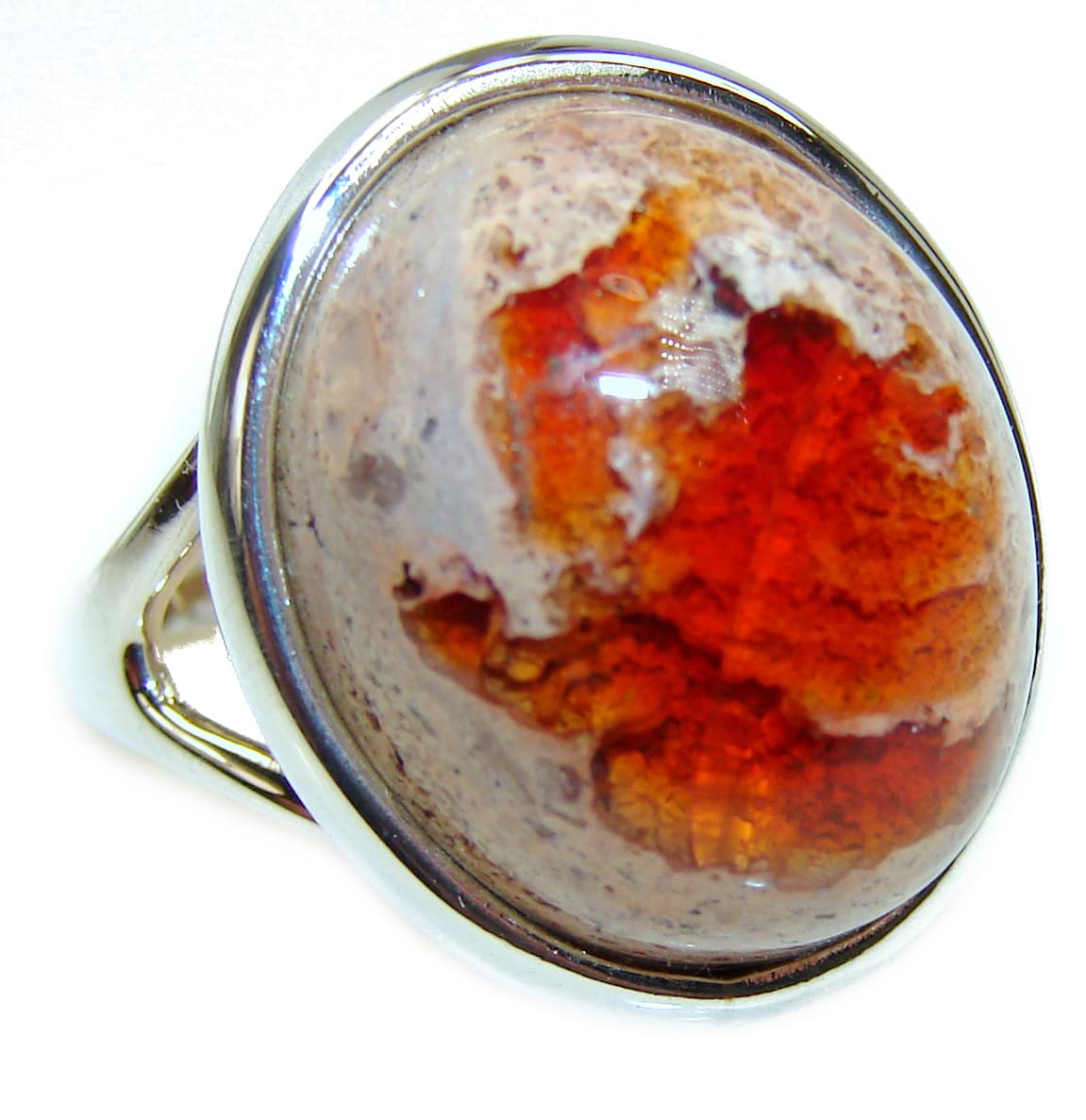 SilverRush Style Mexican Fire Opal Womens Ring 925 Sterling Silver Size: 8 1/2