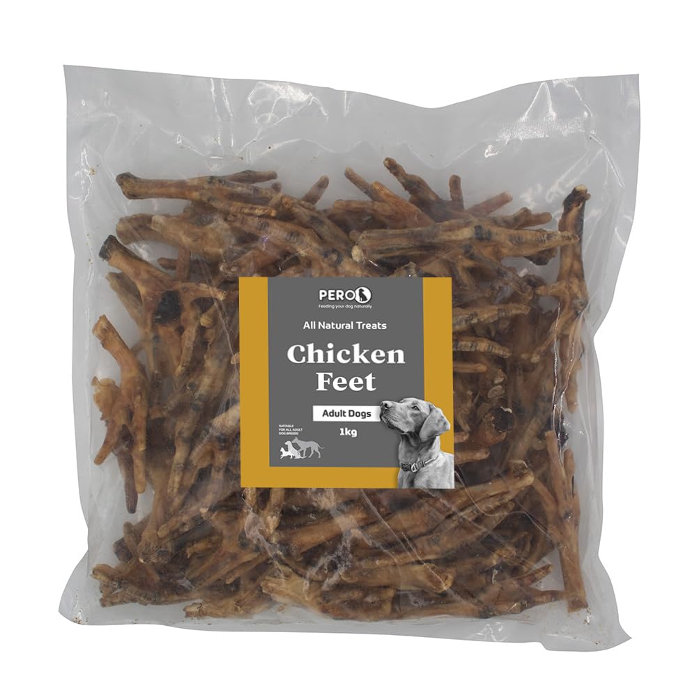 Pero Natural Dog Treats – Dried Chicken Feet – 100% Chicken Feet, High Protein, Grain Free, Natural Chew – 1kg Pack