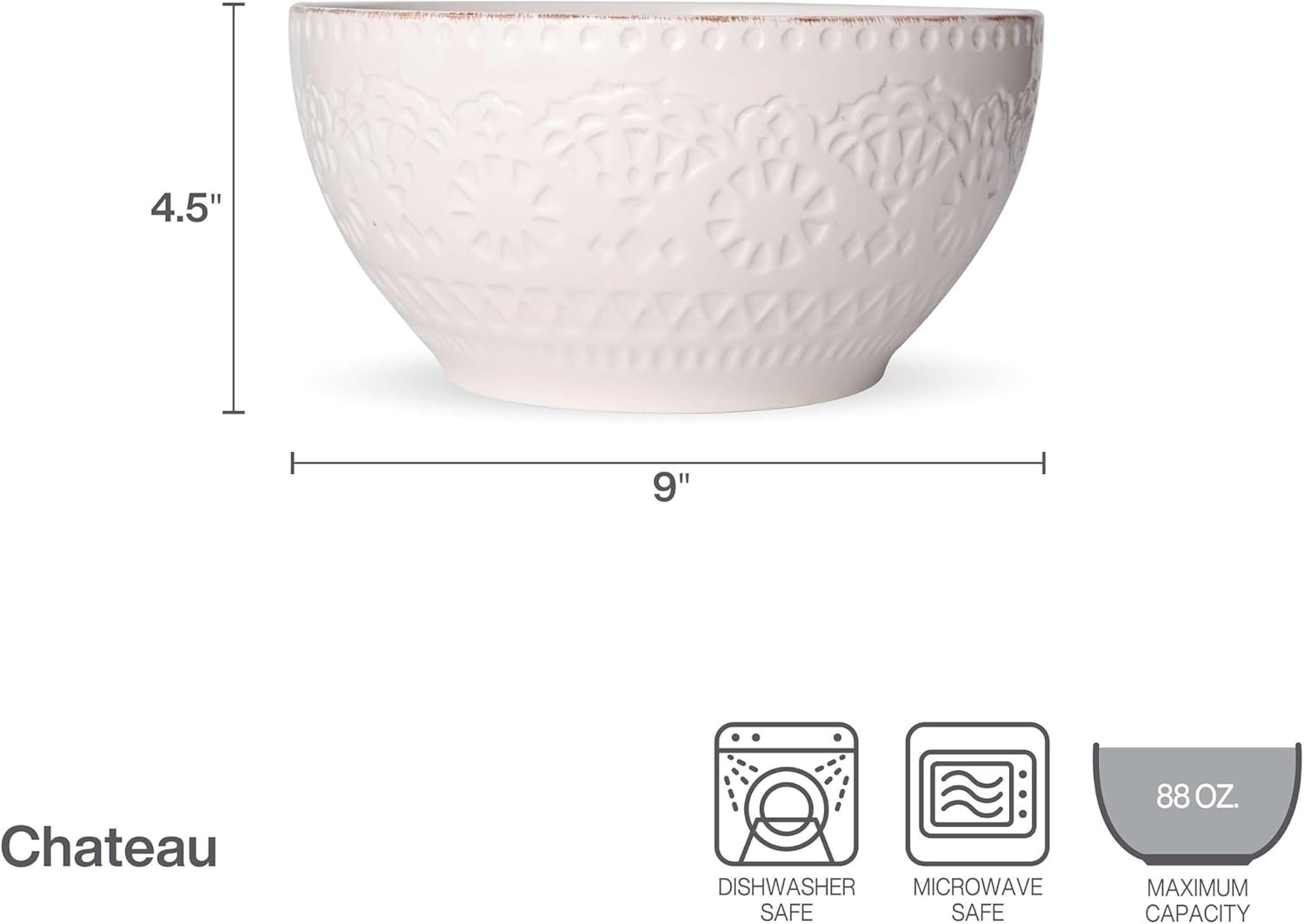 Pfaltzgraff Chateau Cream Serving Bowl, 9-Inch, cream, white, 4 quarts