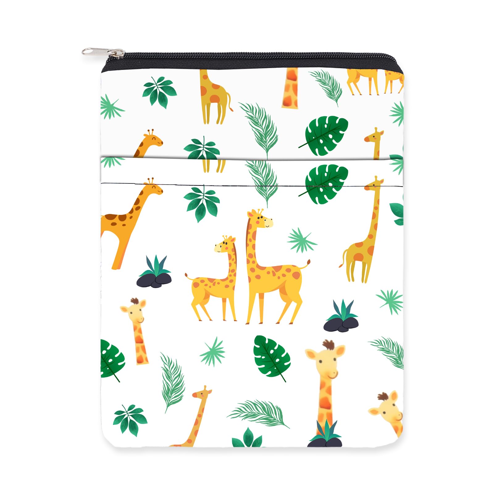 NICENEEDED Giraffe Book Protector with Front Pocket, Lightweight Book Cases Waterproof Book Carrier with Zipper