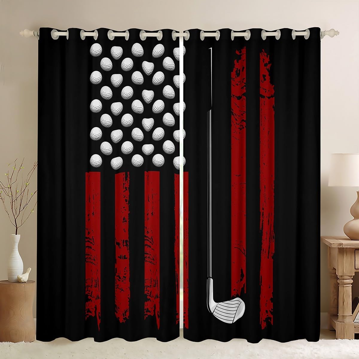 Feelyou Kids Ice Hockey Curtains for Bedroom Living Room (2 Panels, 42 x 84 Inch) Outta The Penalty Box Darkening Drapes Winter Sports Blackout Curtains Window Treatments