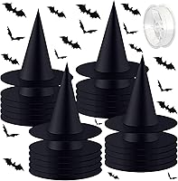 Vista 7 de Legigo Sombrero de bruja para disfraz de Halloween, sombrero de bruja colgante negro, accesorios de disfraz de bruja para Halloween, fiesta