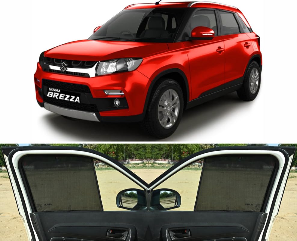 Image of Able 3D-FIX Type Car Non-Magnetic Sun Shade Curtains for Maruti Vitara BREZZA Type-I Set of 4 Pcs (2016 to 2021 Model)