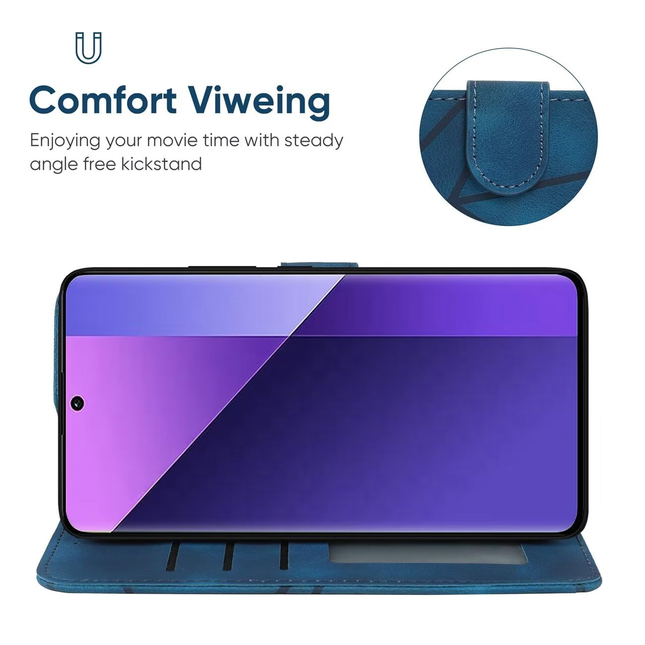 Wanyuexes Case for Redmi Note 13 Pro+ 5G/Note 13 Pro Plus 5G Wallet Case with Tempered Glass Screen Protector - Image 3